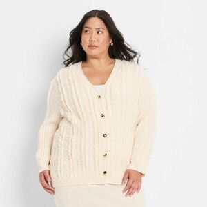 Future Collective - Women's Relaxed Cardigan Sweater - Future Collecti Cream